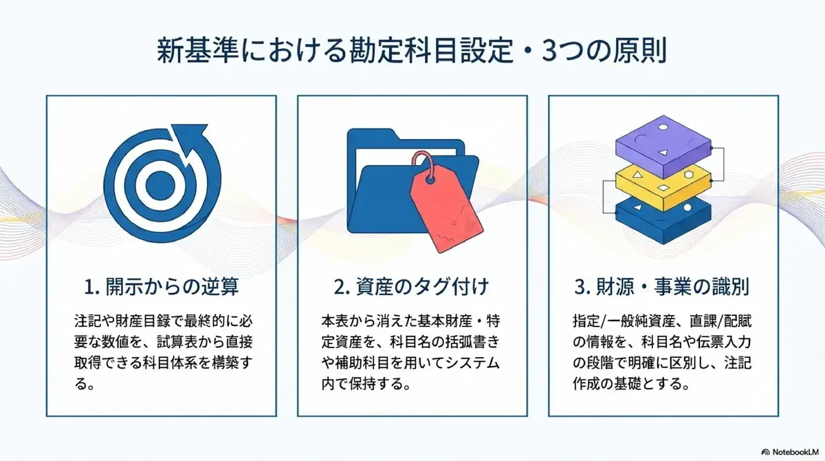 新公益法人会計基準における勘定科目設定・3つの原則